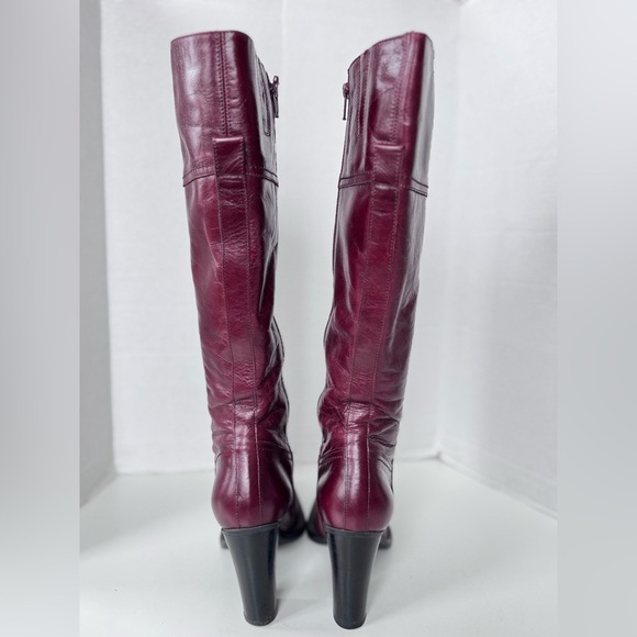 DIBA Tall Red Wine Leather Heel Boots Women’s Size 40 - Picture 5 of 9